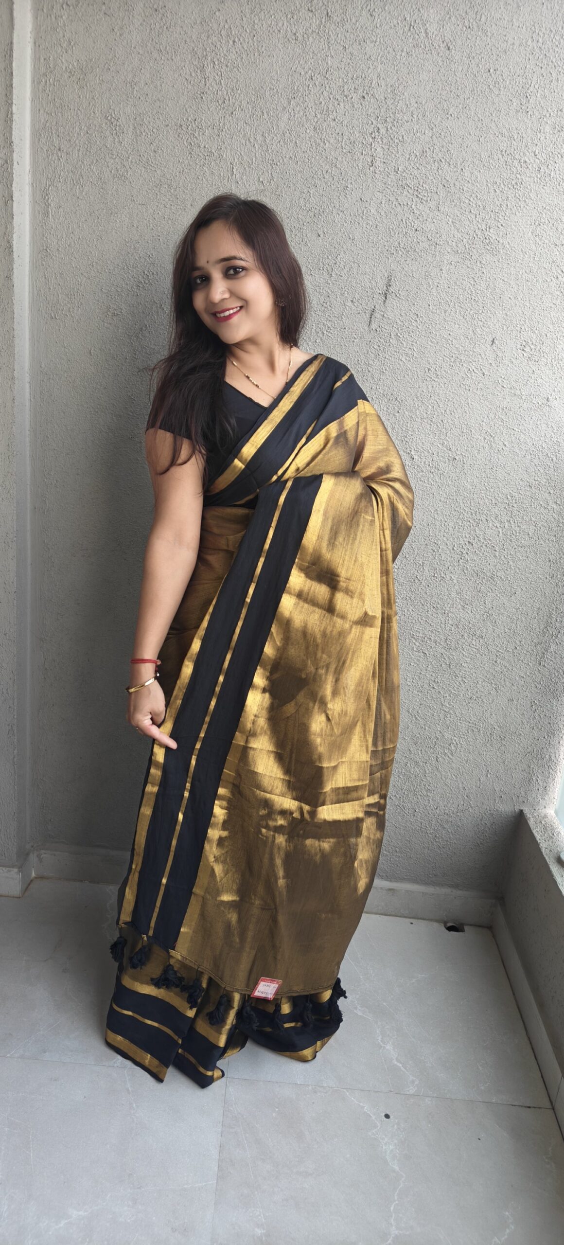 kala cotton with metalic tissue saree