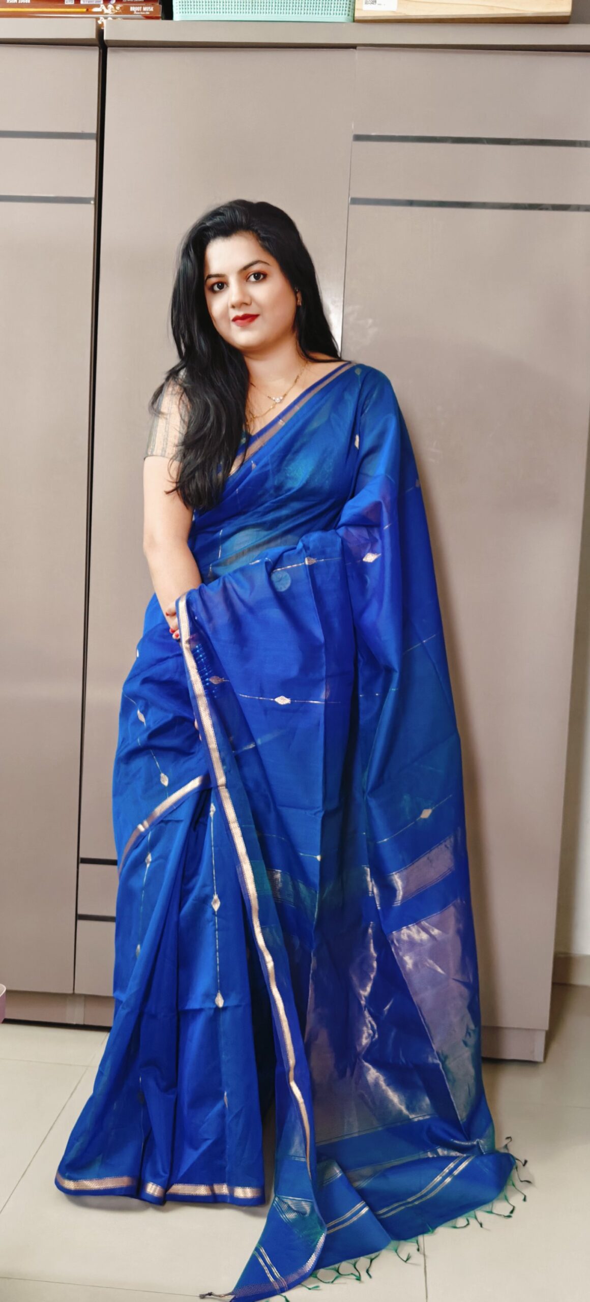 Pure Handloom shaded Maheshwari silk saree