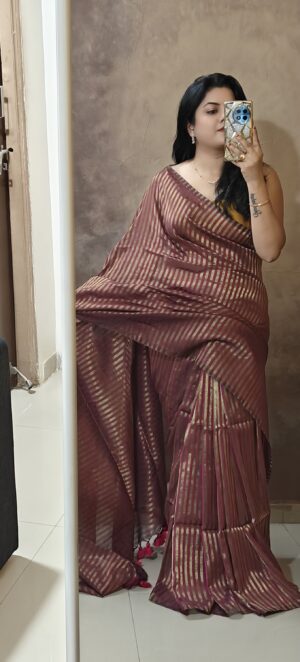 khadi cotton striped saree