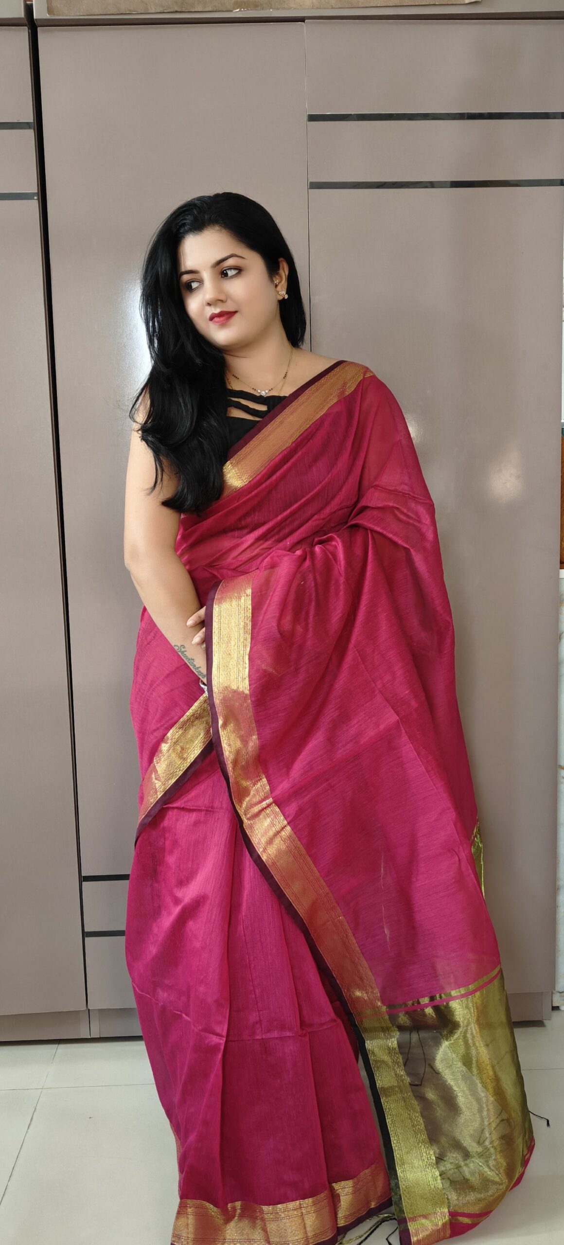 Maheshwari design cotton silk saree