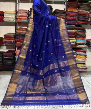 Pure Handloom Lotus Butta Maheshwari Saree